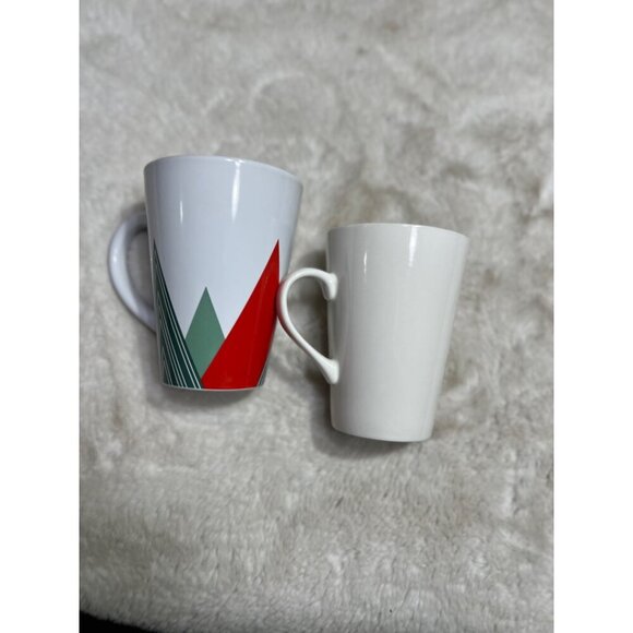 Starbucks white green red logo tree mug lot of two - Picture 3 of 5